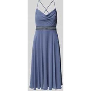 Vera Mont - 0281/4825 - Damesjurk - Stenen Blauw - Midi-lengte