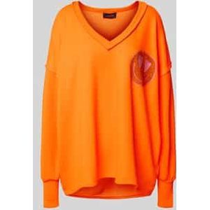 Oversized sweatshirt van katoenmix met strass-steentjes