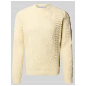 Gebreide pullover met kabelpatroon en ronde hals