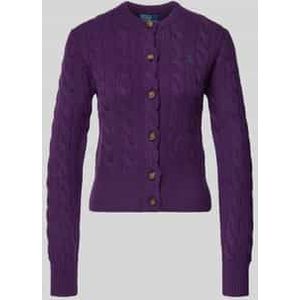 Cardigan van een mix van wol en kasjmier met labelstitching