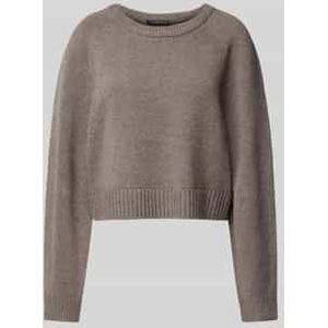 Korte gebreide pullover met ronde hals