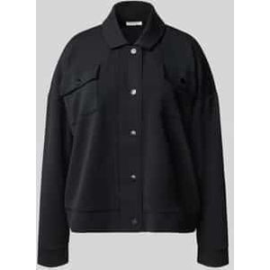 Sweatjack met platte kraag en borstzakken