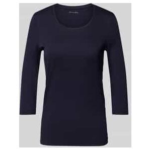 T-shirt met 3/4-mouwen in effen design