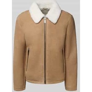 Regular fit leren jack van echte lamswol, model 'MONTY'