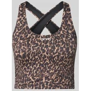 Slim fit top met all-over dierenprint, model 'Cheetah'
