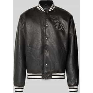 Collegejack in leerlook met labelstitching