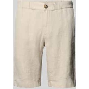 Regular fit korte linnen broek met steekzakken