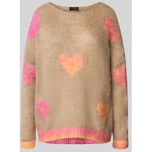 Oversized linnen pullover met alpaca in gebreide look