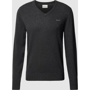 Gebreide pullover van lamswolmix met V-hals