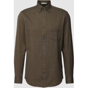 Regular fit vrijetijdsoverhemd met labelstitching, model 'HERRINGBONE'