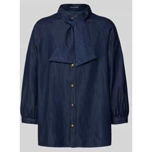 Regular fit jeansblouse met strik en 3/4-mouwen