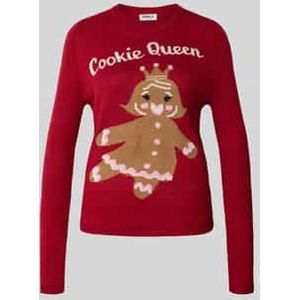 Regular fit kersttrui met opschrift, model 'XMAS GINGERBREAD'
