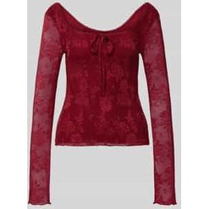 Semi-transparant shirt met lange mouwen en vetersluiting