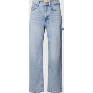 Jeans in smal model met knoop- en ritssluiting