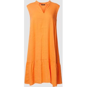 Mini-jurk van een mix van linnen en viscose met opstaande kraag