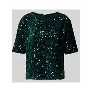 Relaxed fit T-shirt met all-over pailletten, model 'Cara'