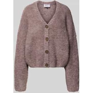 Gebreid jack in bouclélook met V-hals