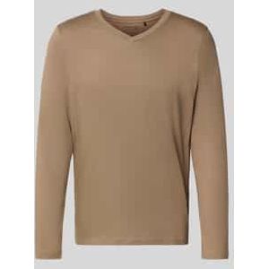 Regular fit shirt met lange mouwen en V-hals