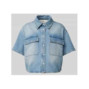 Korte overhemdblouse in jeanslook