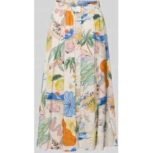 Midirok van een mix van viscose en katoen met knoopsluiting