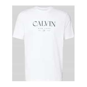 T-shirt met labelprint en ronde hals