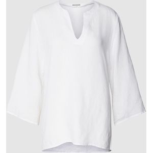 Linnen blouse met V-hals, model 'ALENIA'