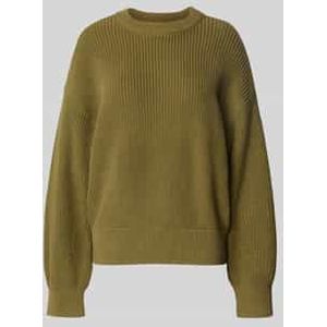 Oversized gebreide pullover met ribboorden