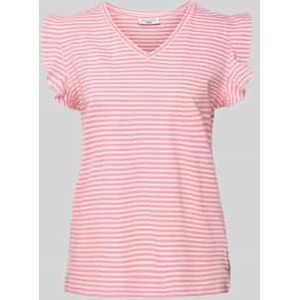 Marc O'Polo - DENIM - T-shirt - Medium Pink - Met Tijdloos Streepjespatroon