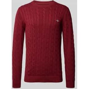 Gant - COTTON CABLE C-NECK - Gebreide Trui - Plumped Red - Met Wapen-logo Borduurwerk op de Borst
