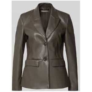 Slim fit blazer in leerlook met klepzakken