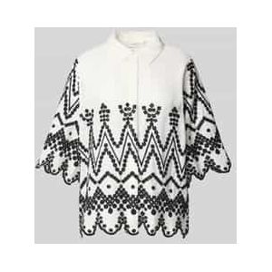 Blouse met stitchings en blinde knoopsluiting