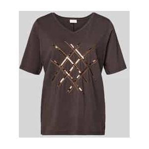 T-shirt met pailletten en V-hals