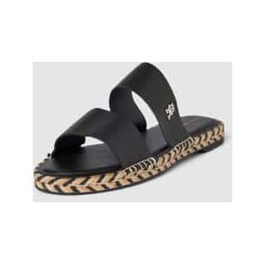 Tommy Hilfiger - Damessandalen - Leer - Effen Design - Labelapplicatie