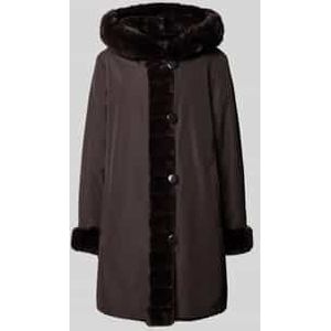 Keerbaar jack van imitatiebont met capuchon en steekzakken