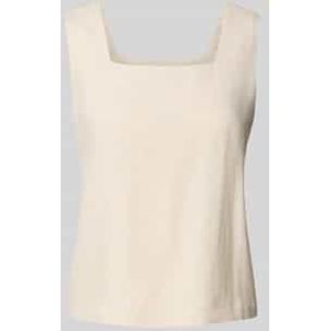 Top met bandjes van een mix van linnen en viscose met vierkante hals