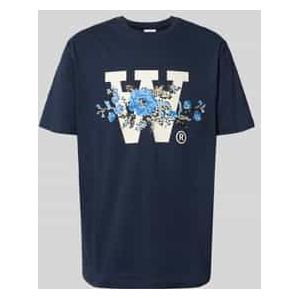 T-shirt met motief- en logoprint, model 'Ace'