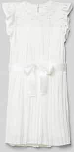 Licht uitlopende plisséjurk van chiffon met kant