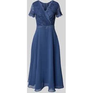 SWING - Cocktailjurk - Marine - 3/4 Lengte - V-hals - Gelaagde Look