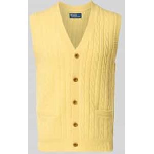 Mouwloos vest van een mix van katoen en kasjmier met kabelpatroon