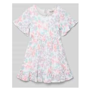 Cocktailjurk - Multicolour - All-over Print - Ronde Hals - Korte Mouwen