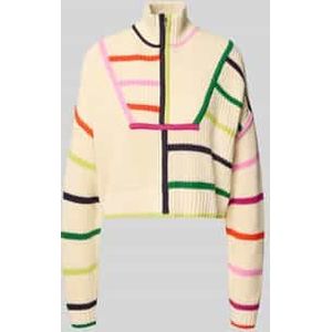 Korte gebreide pullover met opstaande kraag