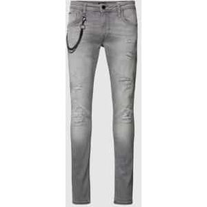 Tapered fit jeans met kettingdetail