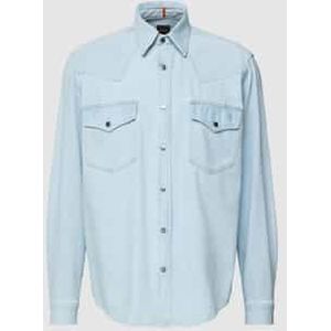 Regular fit jeansoverhemd met klepzakken