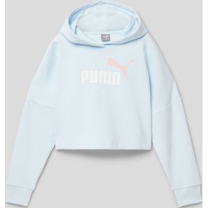 Korte hoodie met labelprint