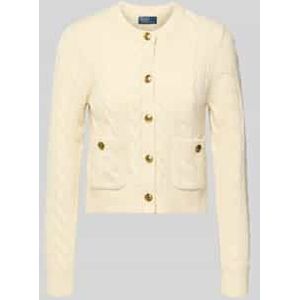 Cardigan van een mix van lanawol en kasjmier met kabelpatroon