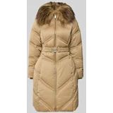 Gewatteerde lange jas met riem, model 'ALIENOR'