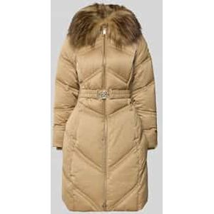 Gewatteerde lange jas met riem, model 'ALIENOR'