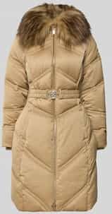 Gewatteerde lange jas met riem, model 'ALIENOR'