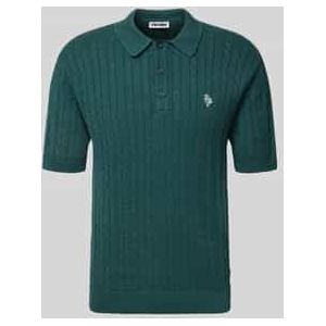 Slim fit poloshirt met kabelpatroon