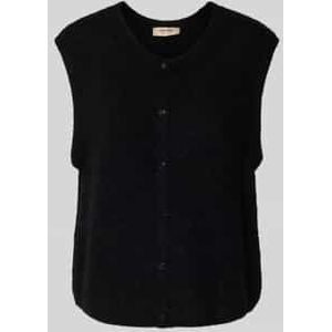 Mouwloos vest van wolmix met ronde hals